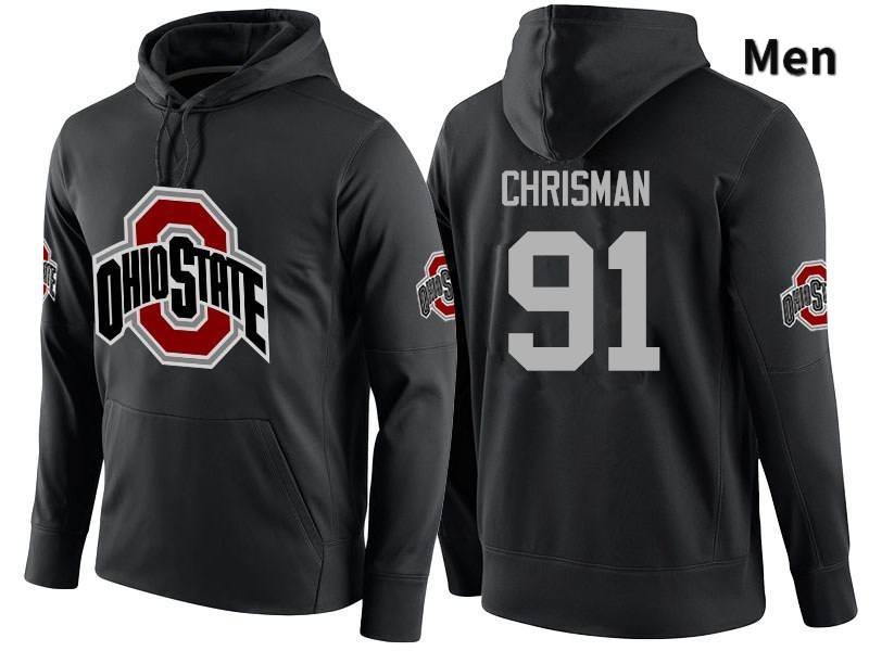 Ohio State Buckeyes Drue Chrisman Men's #91 Black Name Number College Football Hoodies